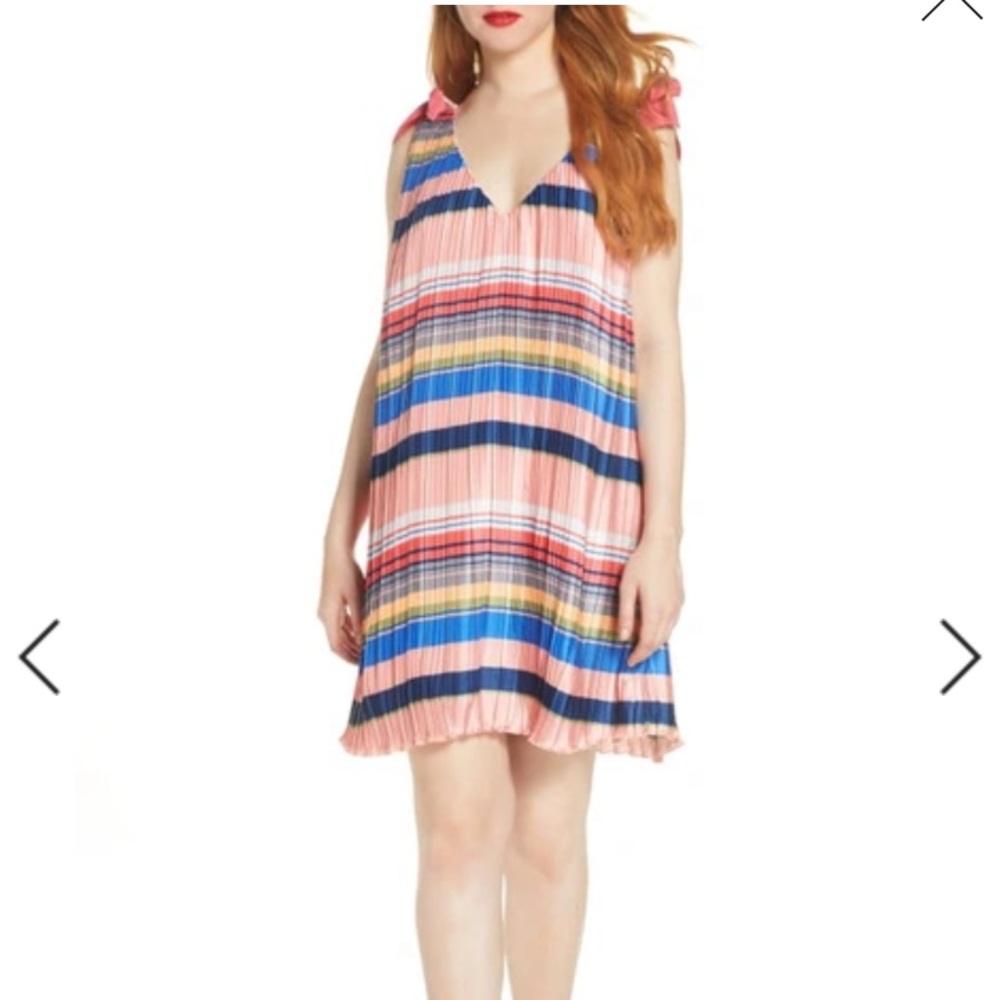 FOXIEDOX Stripe Pleated Shift Dress Size S
